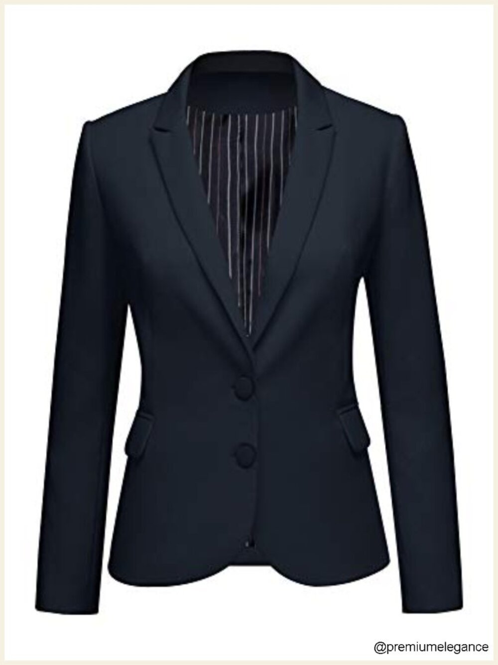 Women's Long Sleeve Notch Lapel Blazer with Shoulder Pads and Pockets